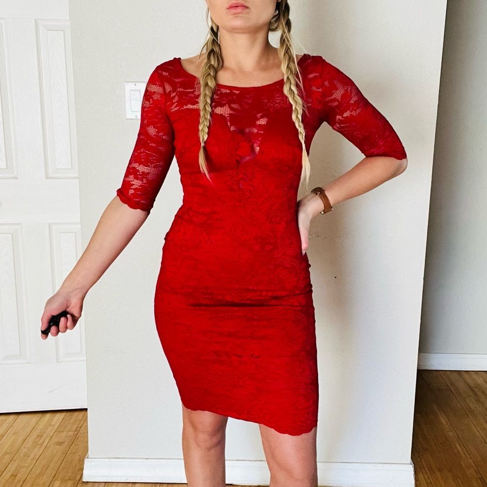 Nordstrom Lace dress knee length - cameo - Picture 3 of 8